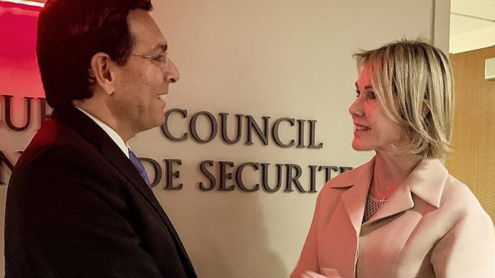 Israeli Ambassador to the U.N. Danny Danon meets with his U.S. counterpart, Kelly Craft, on Sept. 20, 2019. Credit: Israel Mission to the U.N.